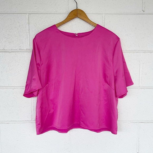 Nasty Gal Collection Barbie Pink Satin Top | Size US 14 - Picture 4 of 9